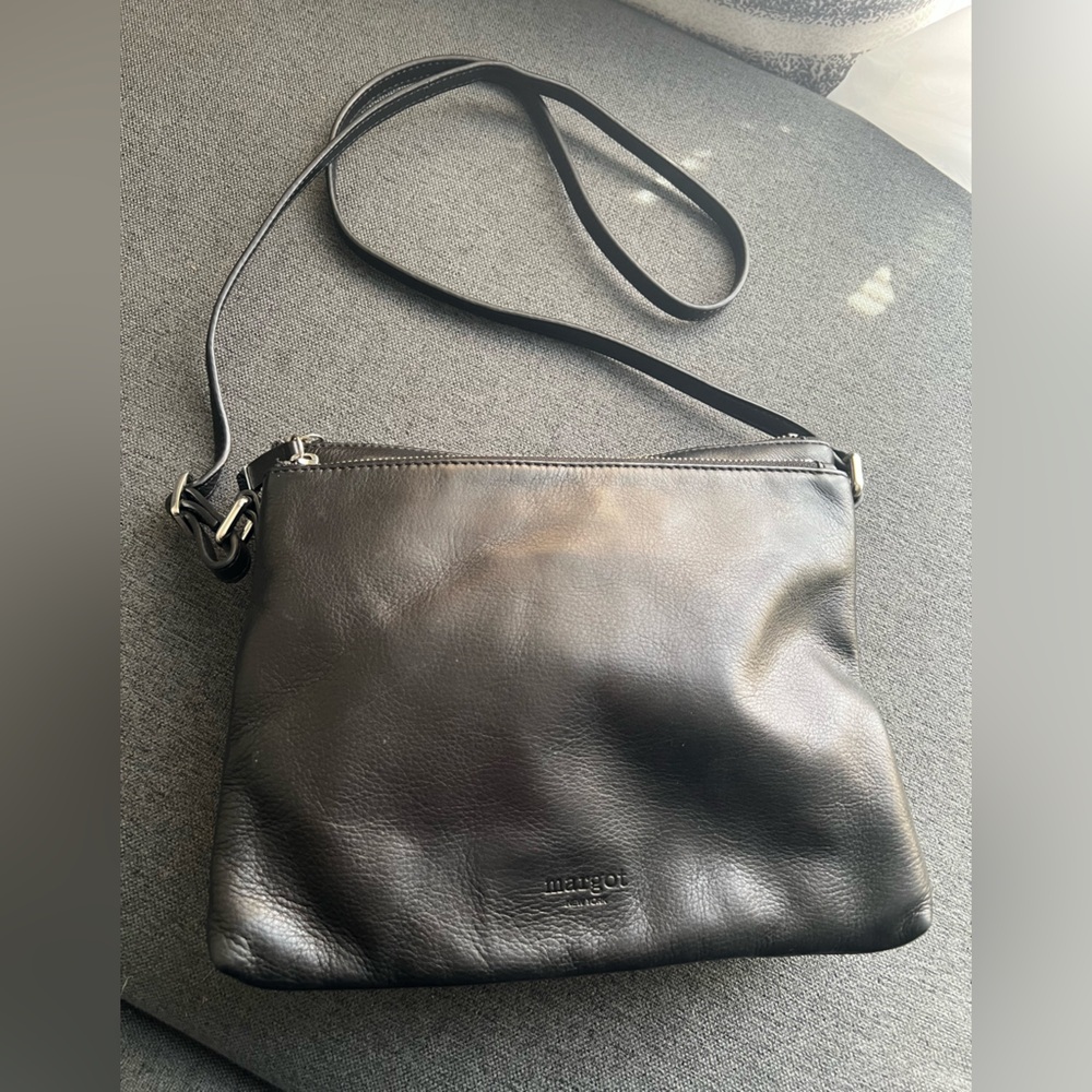 margot Black Leather Crossbody Bag